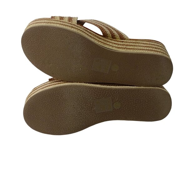 Patrizia By Spring Step Woven Platform Sandals Tan Stripe Slip-On Women Size 7.5 - Picture 5 of 7